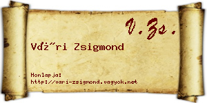 Vári Zsigmond névjegykártya
